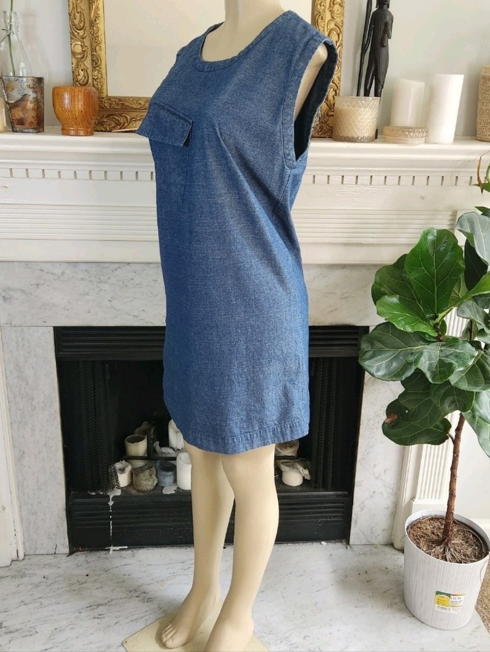 Kate Spade Saturday Denim Dress Shift Size Medium Scandanavian Clean Girl - Picture 3 of 7